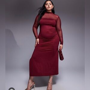 Reneé Studio by ASOS mesh high neck hot fix  side slit maxi dress size 14